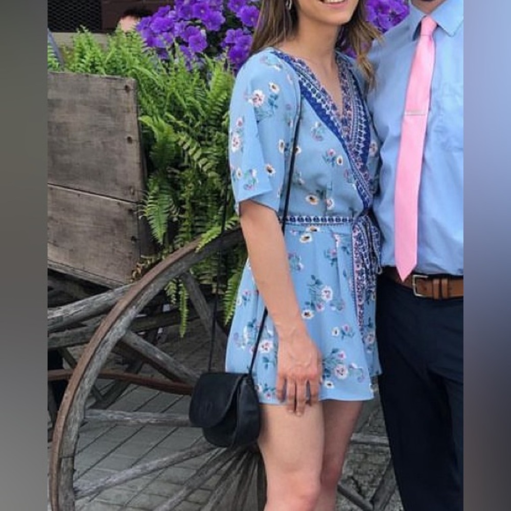 Baby Blue Floral Romper